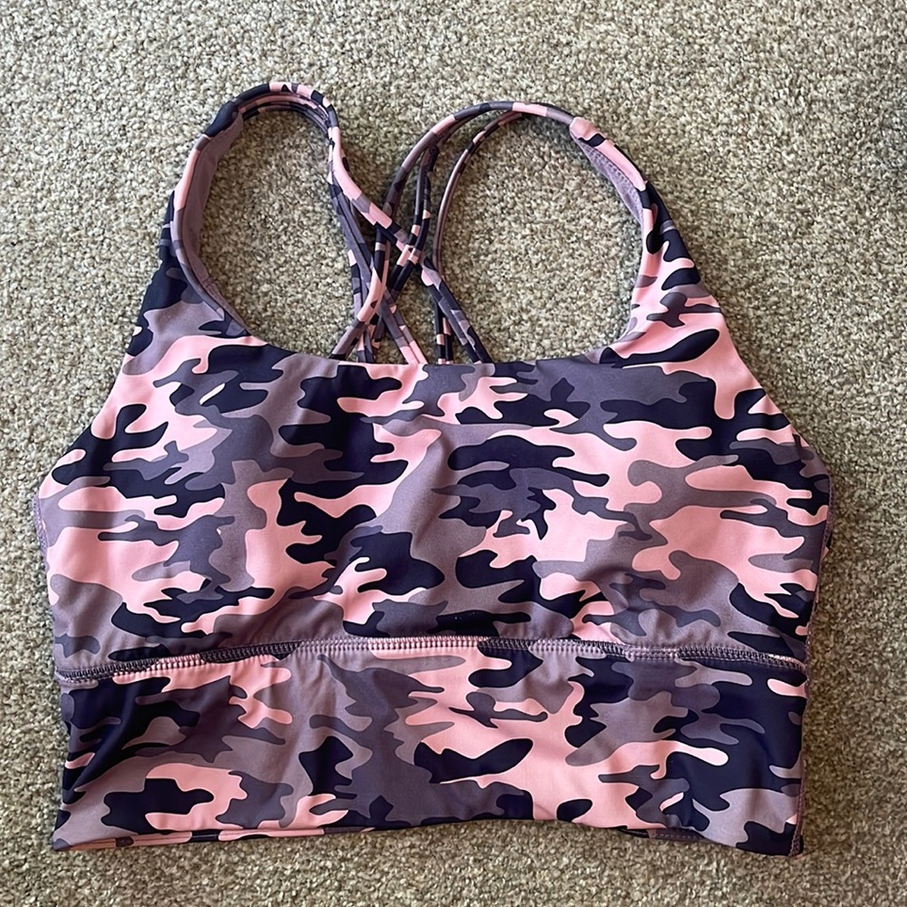 Pink padded tank top sports bra worn once size large